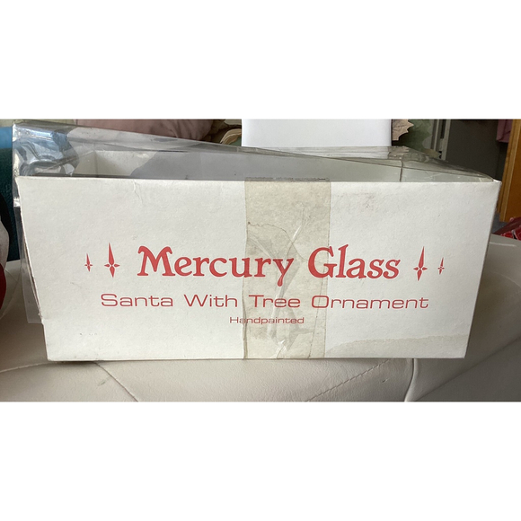 Santa Christmas Tree Ornament Large Mercury Glass 9” In Box Vntg By Roman EUC - Picture 11 of 11